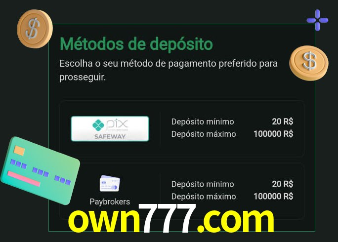 O cassino own777.com oferece uma grande variedade de métodos de pagamento